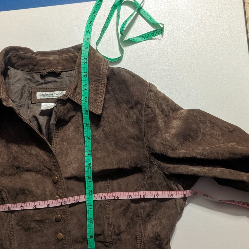 Coldwater Creek Size Medium Distressed Suede Jacket in Brown - Picture 10 of 12